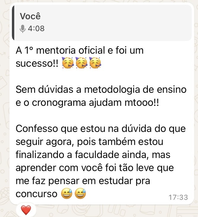 A 1ª mentoria oficial e foi um sucesso! Sem dúvidas a metodologia de ensino e o cronograma ajudam muito.